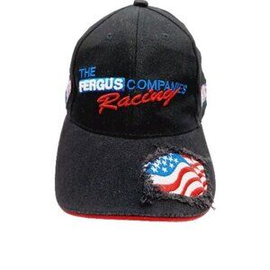 The Fergus Co Racing Hat Snapback Black Flag Embroidered